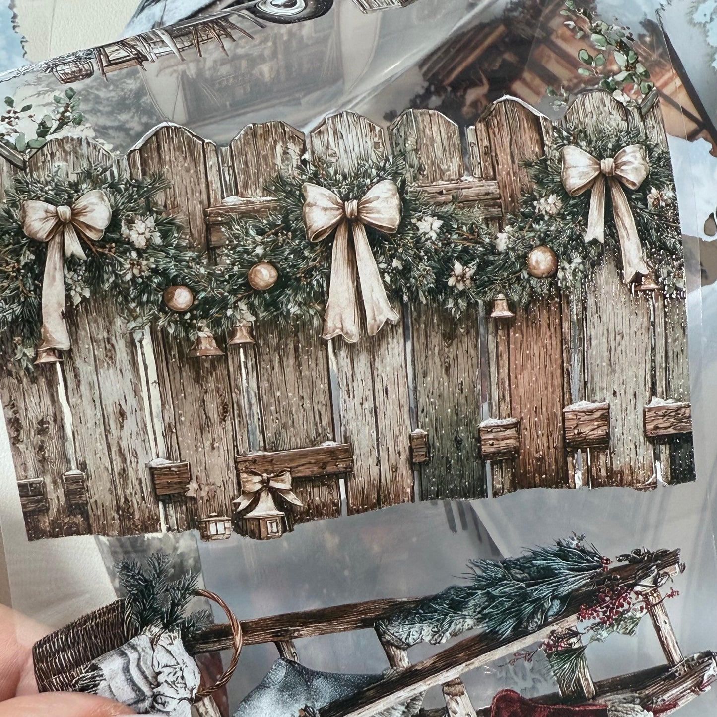 PET 3D raised Winter Landscape3 tape,one roll fashion, junk journal, scrapbooking,bullet journal, card making.