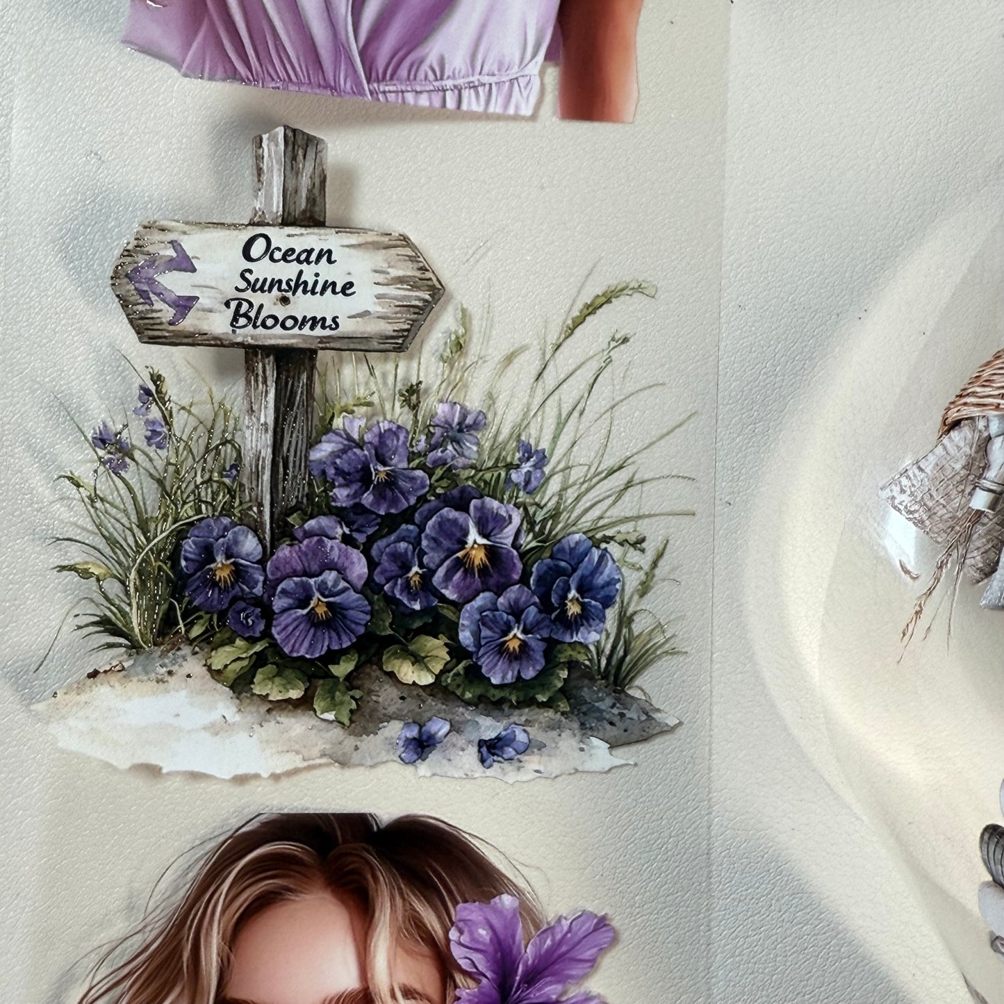 PET 3D raised Laundry day and Sunny pansies ape,one roll fashion, junk journal, scrapbooking,bullet journal, card making.