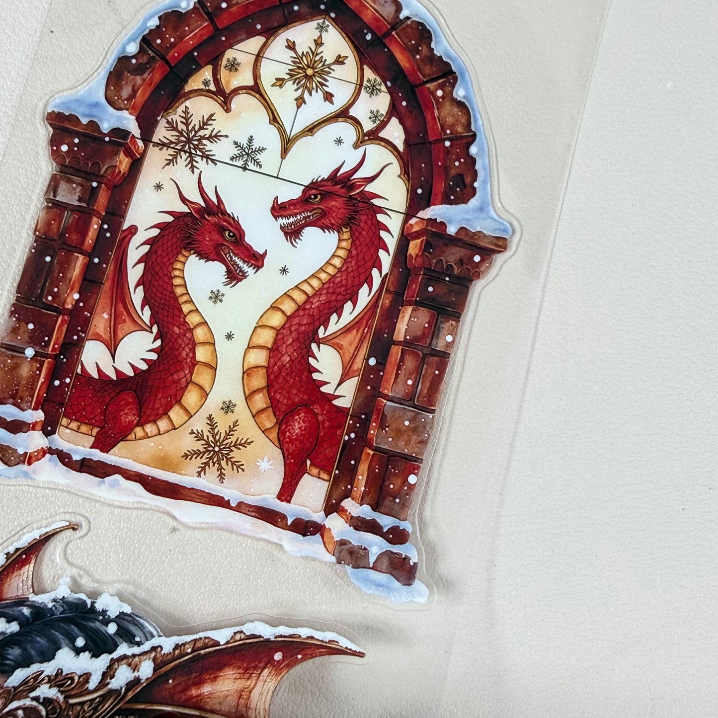 KISSCUT Emberheart Winter Dragons and Diamond Winter Witch PET 3D raised tape,one roll fashion, junk journal, scrapbooking,bullet journal, card making.