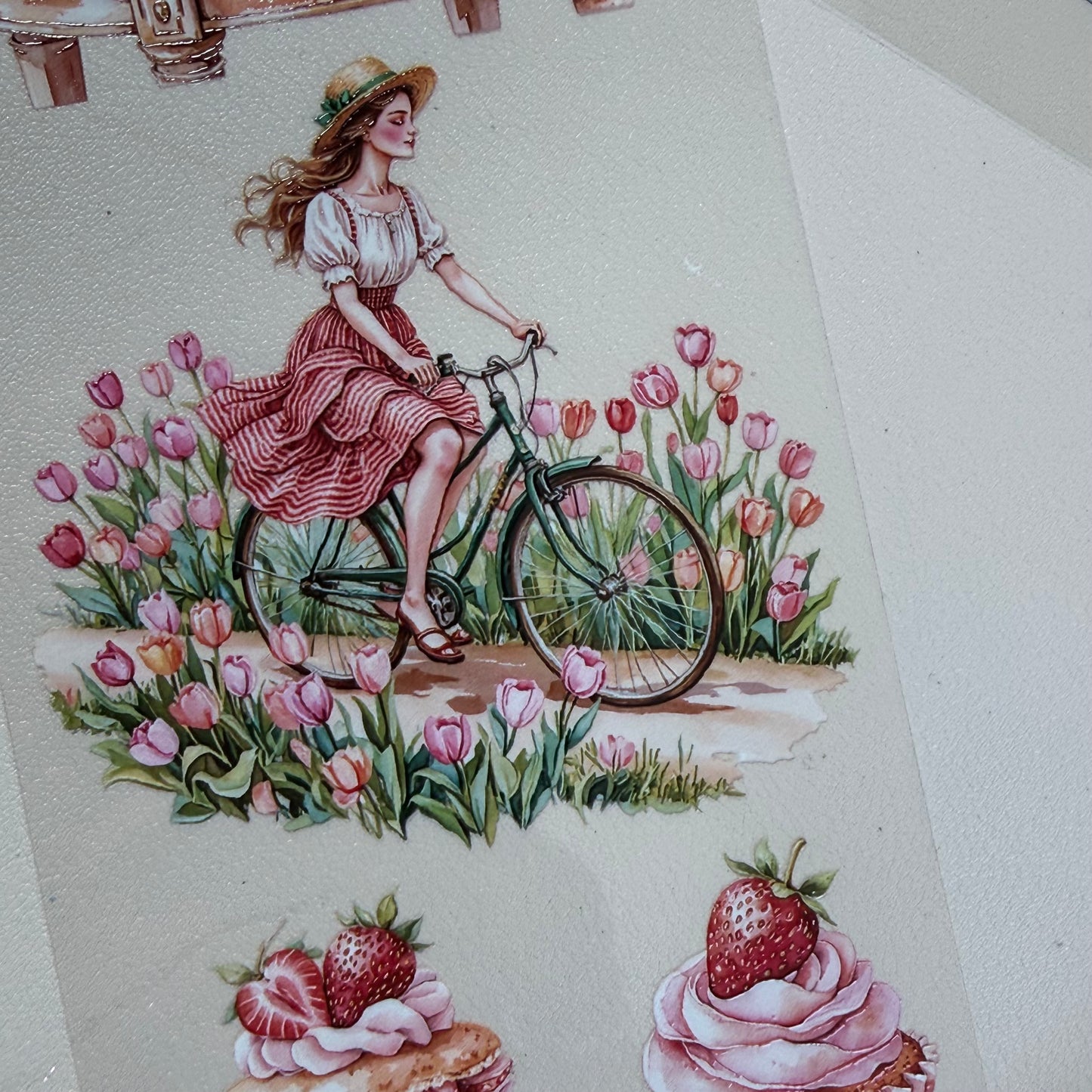 Rococo Spring Dreams and  Ginham Garden PET 3D raised tape,one roll fashion, junk journal, scrapbooking,bullet journal, card making.