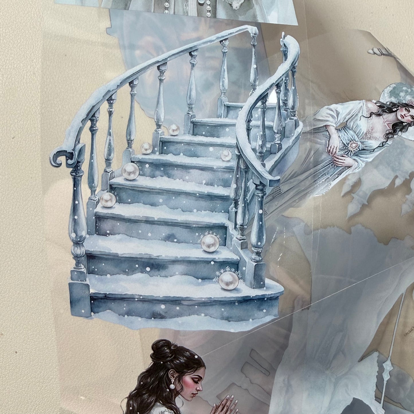 Citrine Winter Witch and  Pearl Winter Witch  PET 3D raised tape,one roll fashion, junk journal, scrapbooking,bullet journal, card making.