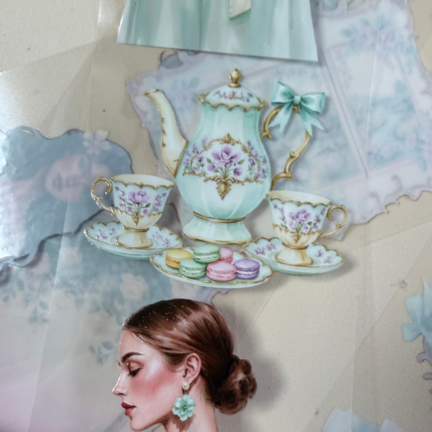 Rococo Spring Dreams and  Ginham Garden PET 3D raised tape,one roll fashion, junk journal, scrapbooking,bullet journal, card making.