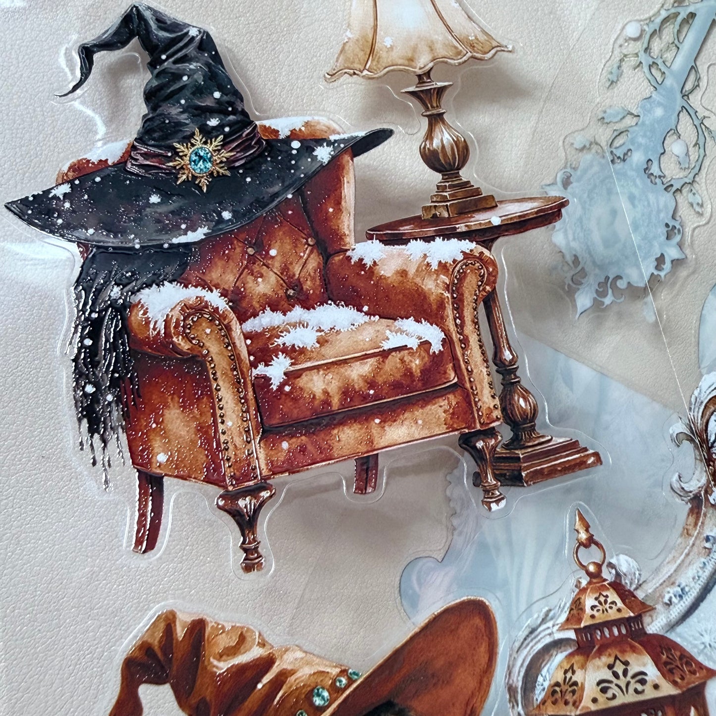 KISSCUT  Winter Elven Couture and Topaz Winter Witch PET 3D raised tape,one roll fashion, junk journal, scrapbooking,bullet journal, card making.