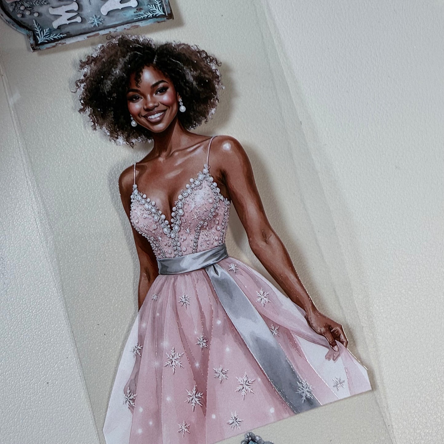 PET 3D raised Pastel Elegant Winter and  Winter Fantasy Village tape,one roll fashion, junk journal, scrapbooking,bullet journal, card making.