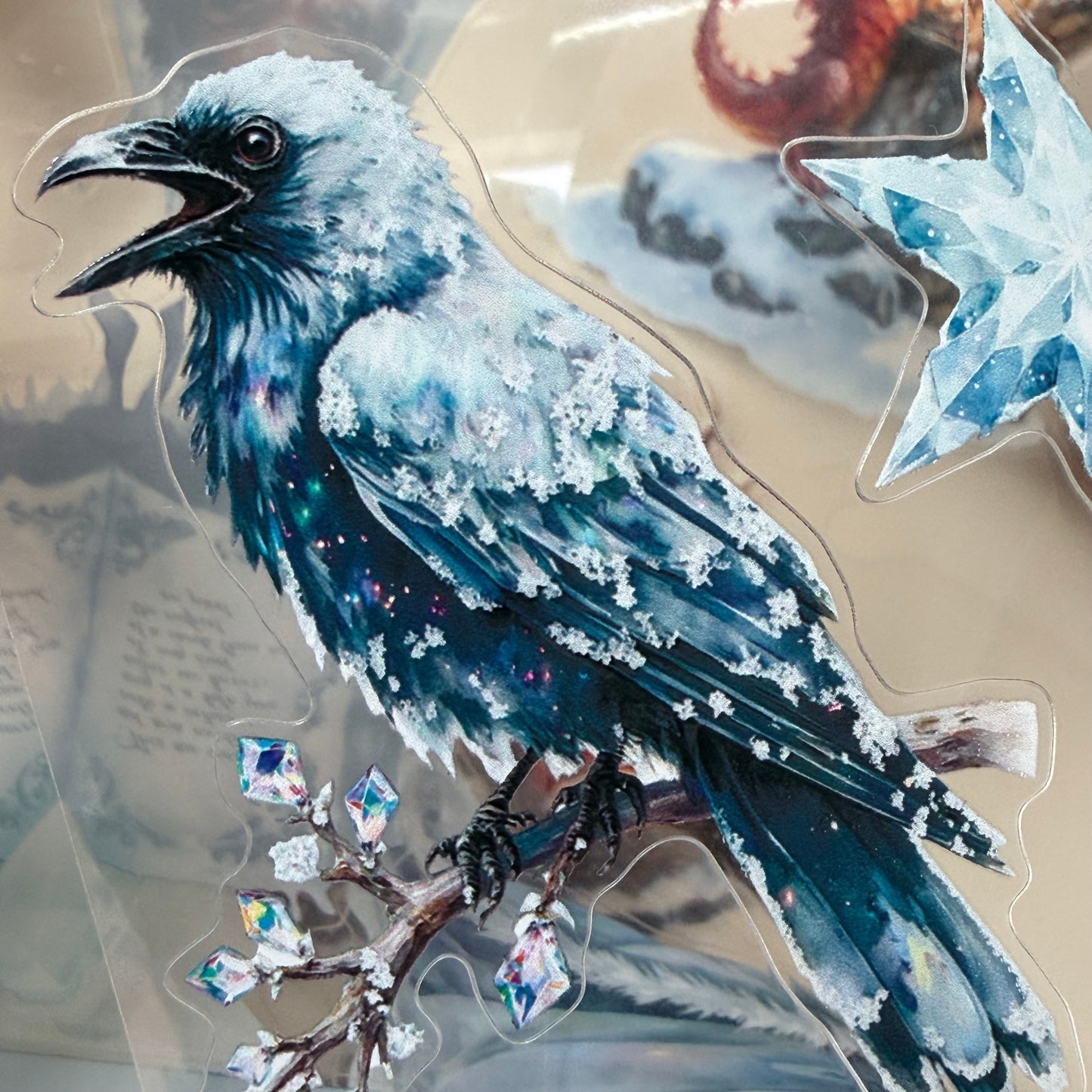 KISSCUT Emberheart Winter Dragons and Diamond Winter Witch PET 3D raised tape,one roll fashion, junk journal, scrapbooking,bullet journal, card making.