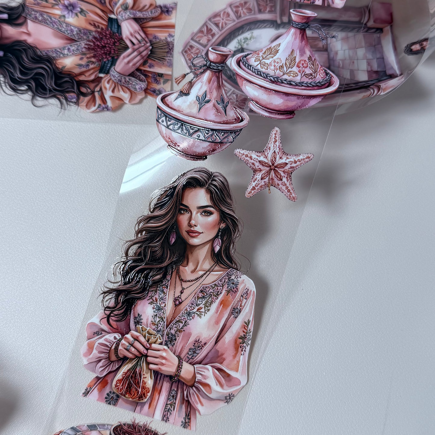 PET 3D raised Moroccan Saffron and Riverstone Dreams tape,one roll fashion, junk journal, scrapbooking,bullet journal, card making.