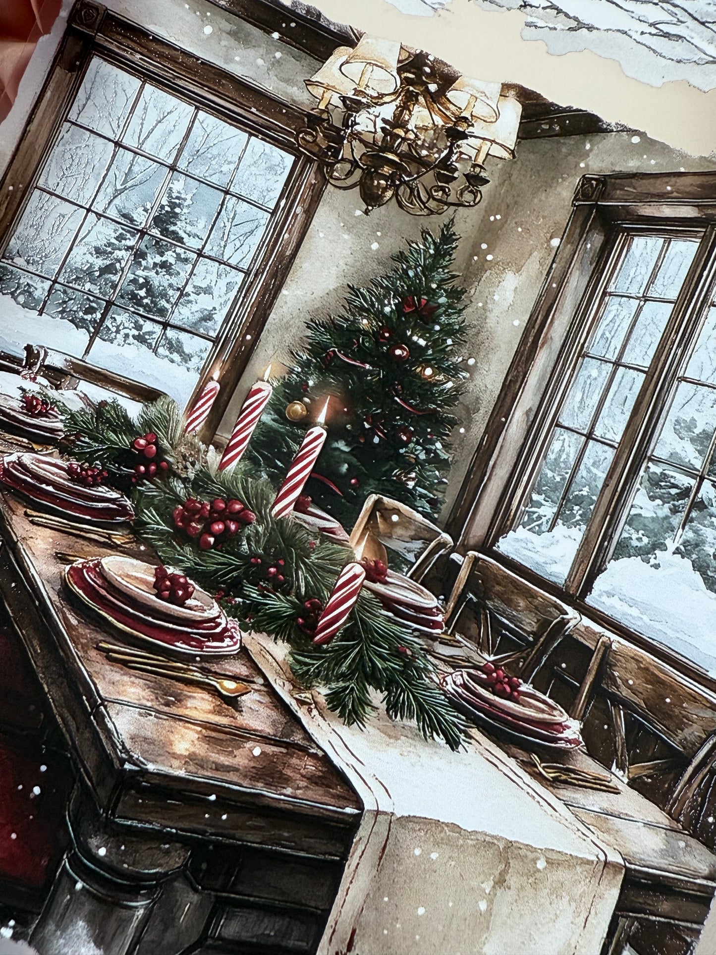 PET 3D raised Winter Landscape4 tape,one roll fashion, junk journal, scrapbooking,bullet journal, card making.