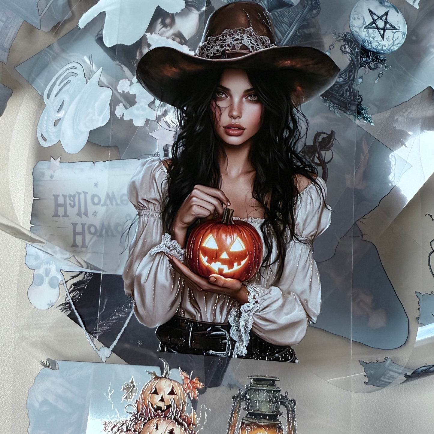 PET 3D raised Western Halloween and Black Witchcraft tape,one roll fashion, junk journal, scrapbooking,bullet journal, card making.