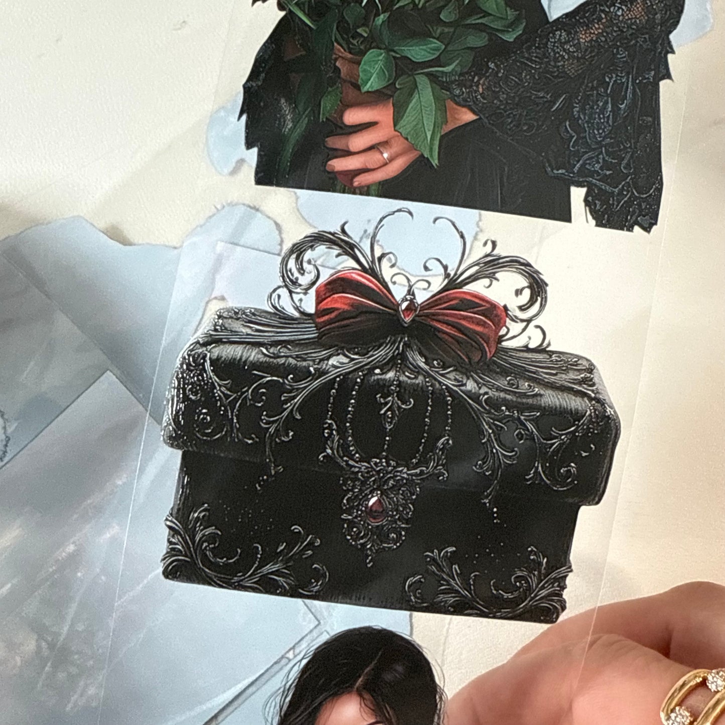 PET Winter Nutcracker and Gothic Valentine 3D raised tape,one roll fashion, junk journal, scrapbooking,bullet journal, card making.