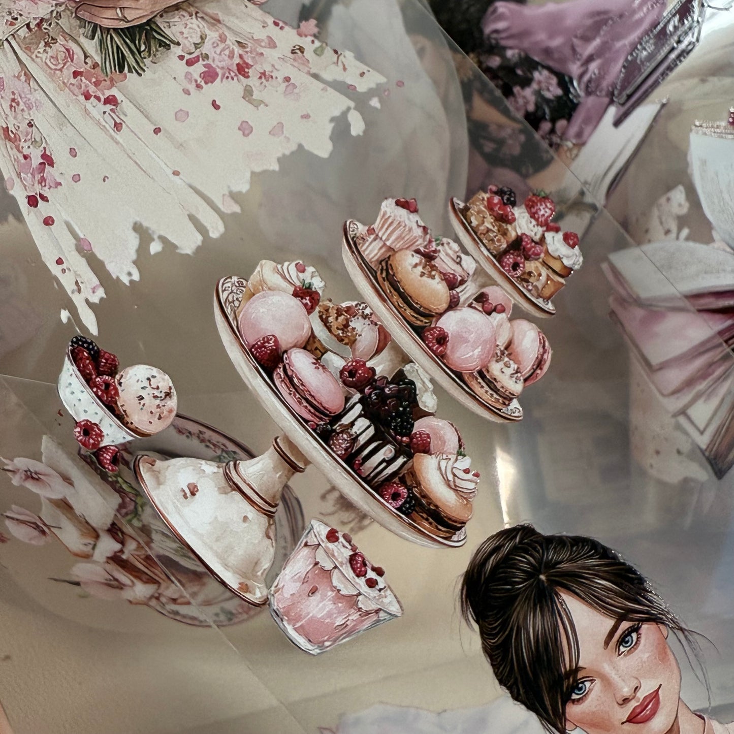 PET Floral tearoom and Dreamy Academia 3D raised tape,one roll fashion, junk journal, scrapbooking,bullet journal, card making.