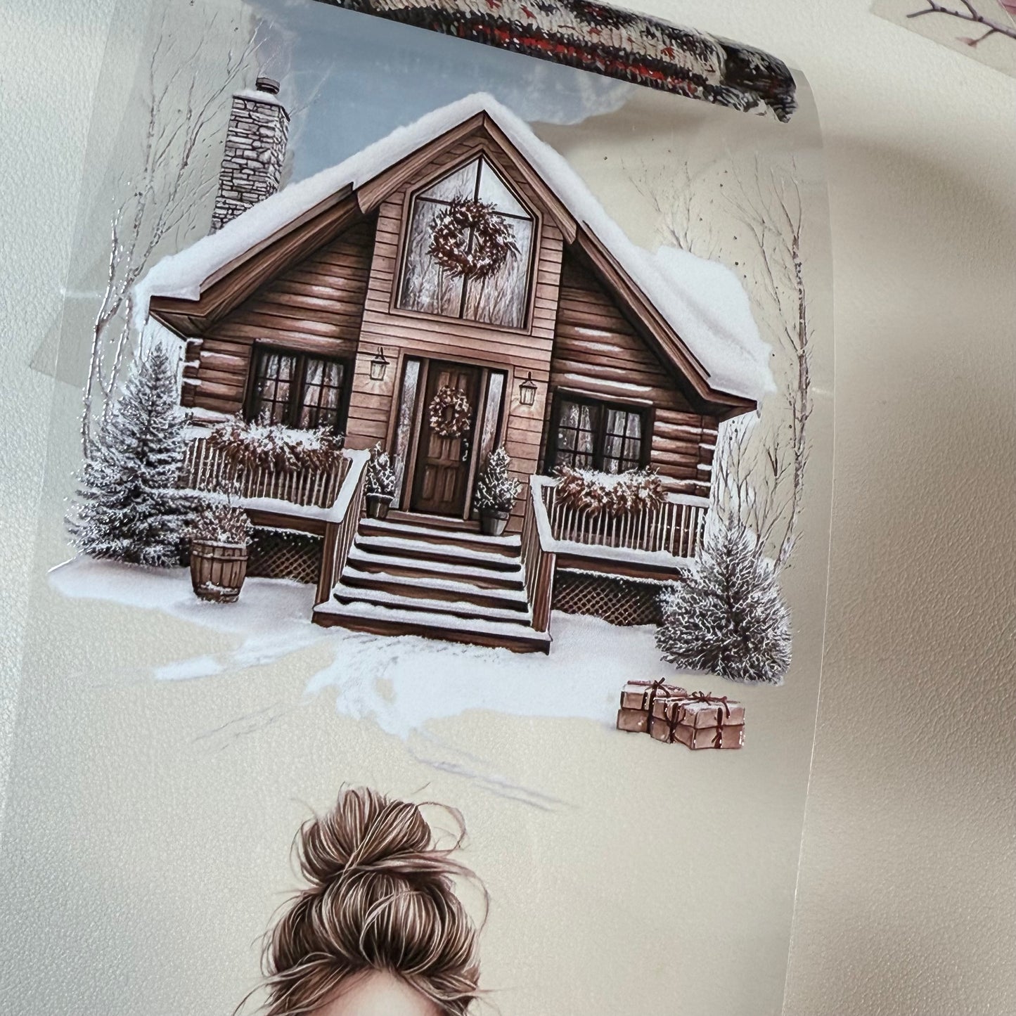 PET 3D raised Winter Wonderland and Blush Christmas tape,one roll fashion, junk journal, scrapbooking,bullet journal, card making.