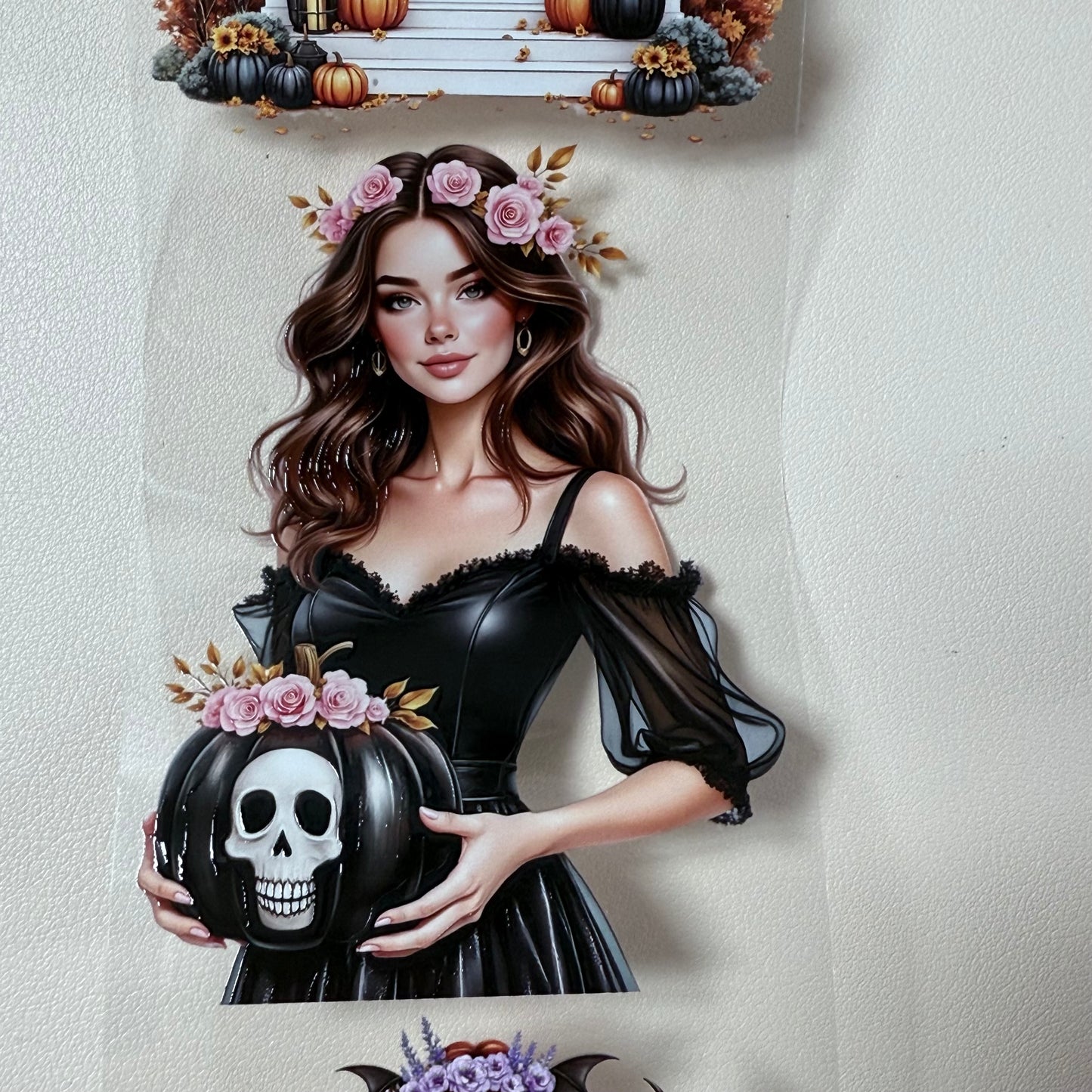 PET 3D raised Floral Halloween and movie night tape,one roll fashion, junk journal, scrapbooking,bullet journal, card making.