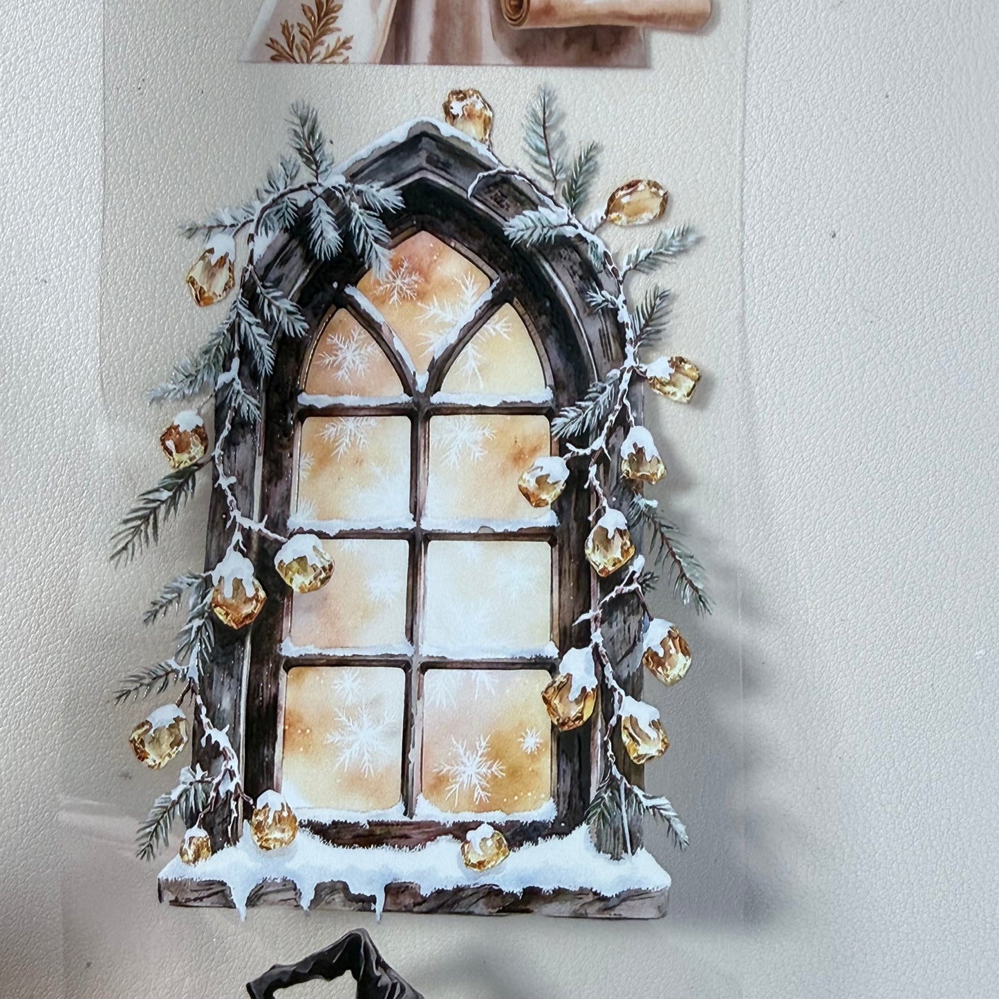 Citrine Winter Witch and  Pearl Winter Witch  PET 3D raised tape,one roll fashion, junk journal, scrapbooking,bullet journal, card making.