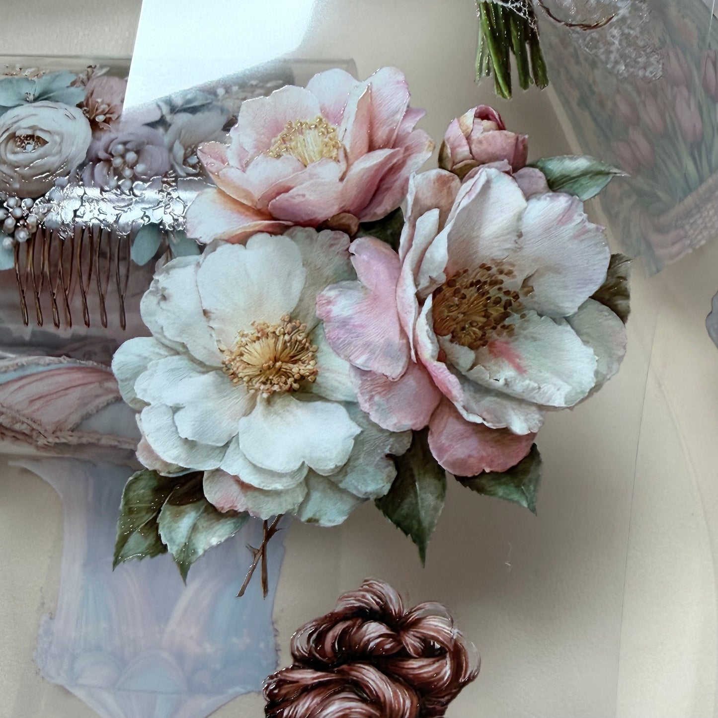 Pastel Coquette and Wildwood Reverie PET 3D raised tape,one roll fashion, junk journal, scrapbooking,bullet journal, card making.