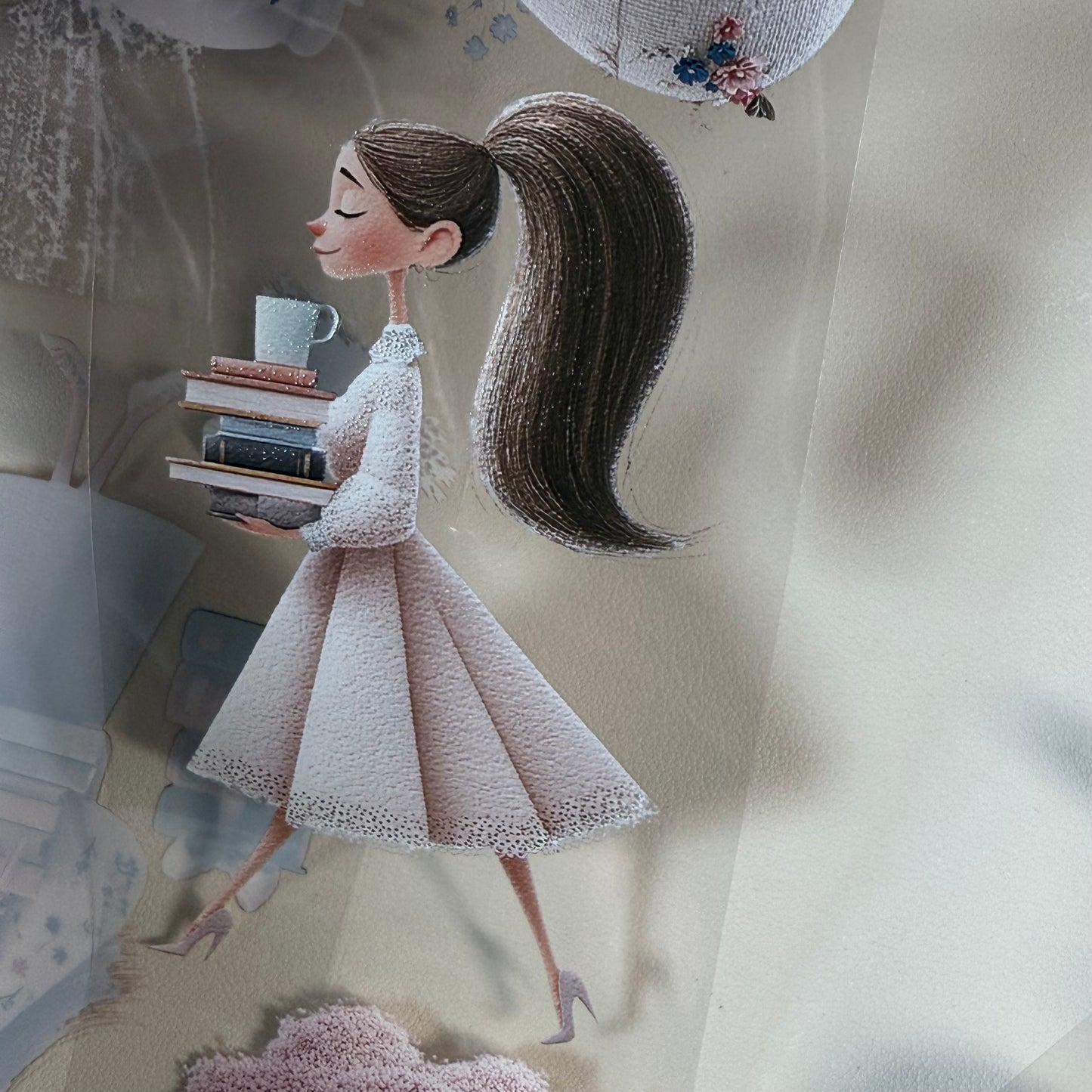 PET 3D raised Girls Planner and Whimsical Reading tape,one roll fashion, junk journal, scrapbooking,bullet journal, card making.