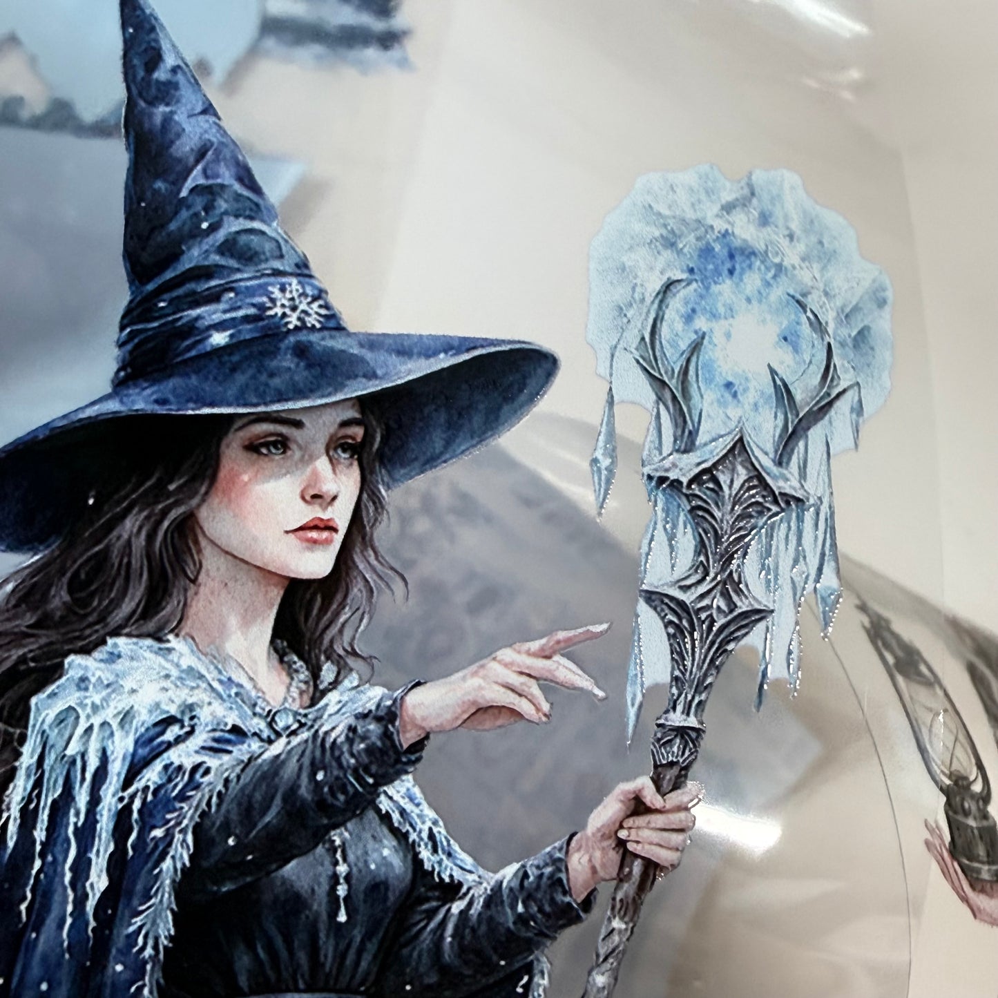 Moonlit Frost Witch and Lapis Lazuli Winter Witch PET 3D raised tape,one roll fashion, junk journal, scrapbooking,bullet journal, card making.
