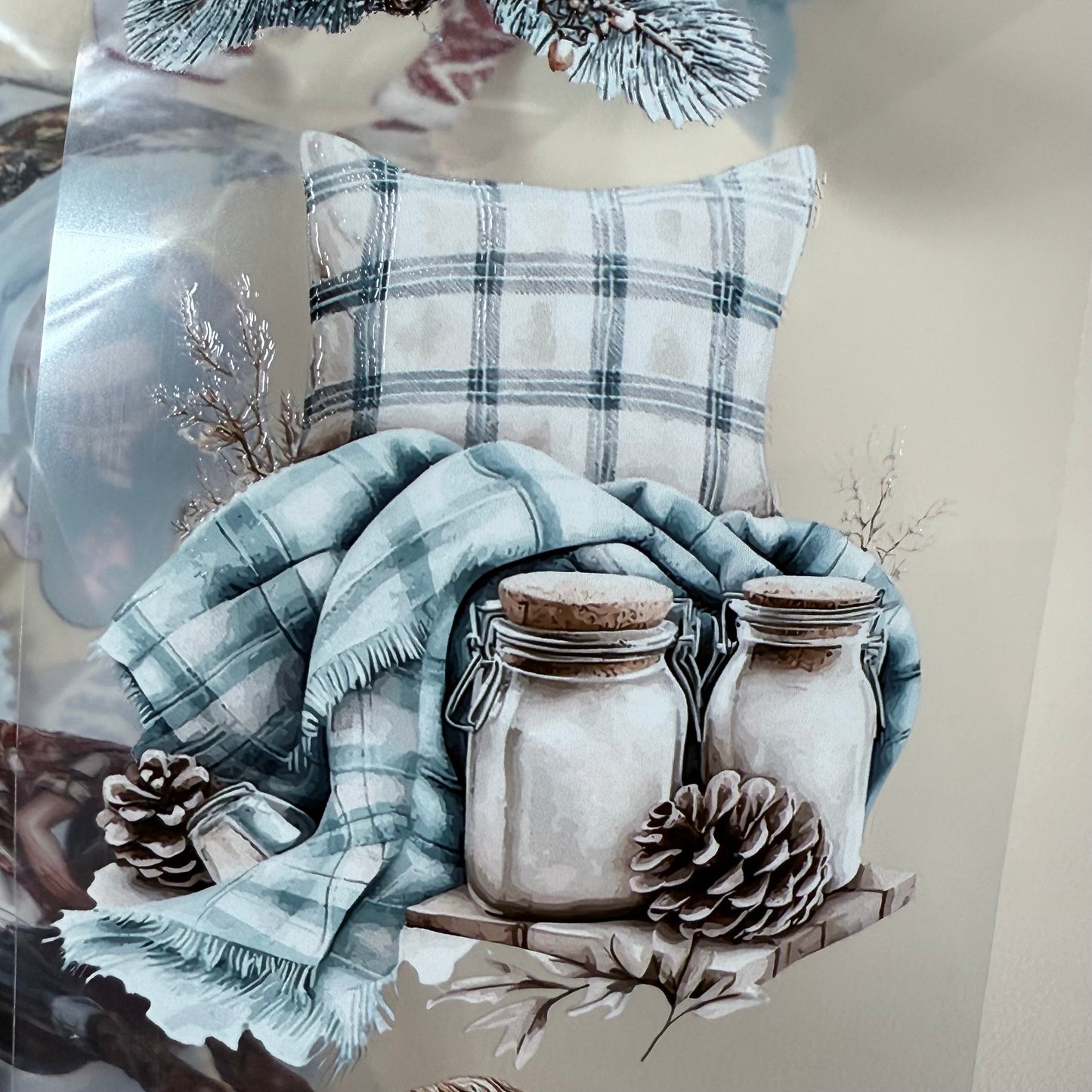 PET 3D raised Merry & Bright Christmas and Snowy Cabin tape,one roll fashion, junk journal, scrapbooking,bullet journal, card making.