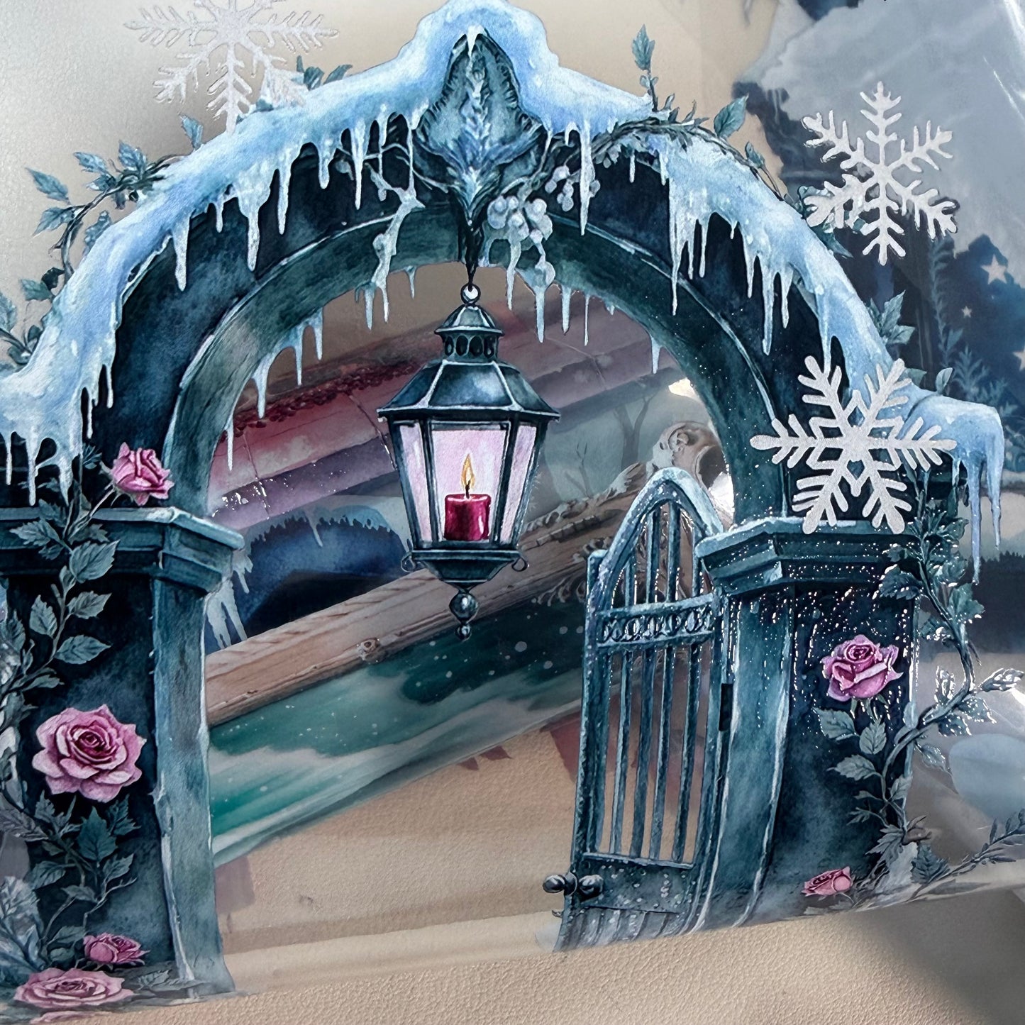 PET 3D raised Frosterd witch landscape 2 tape,one roll fashion, junk journal, scrapbooking,bullet journal, card making.