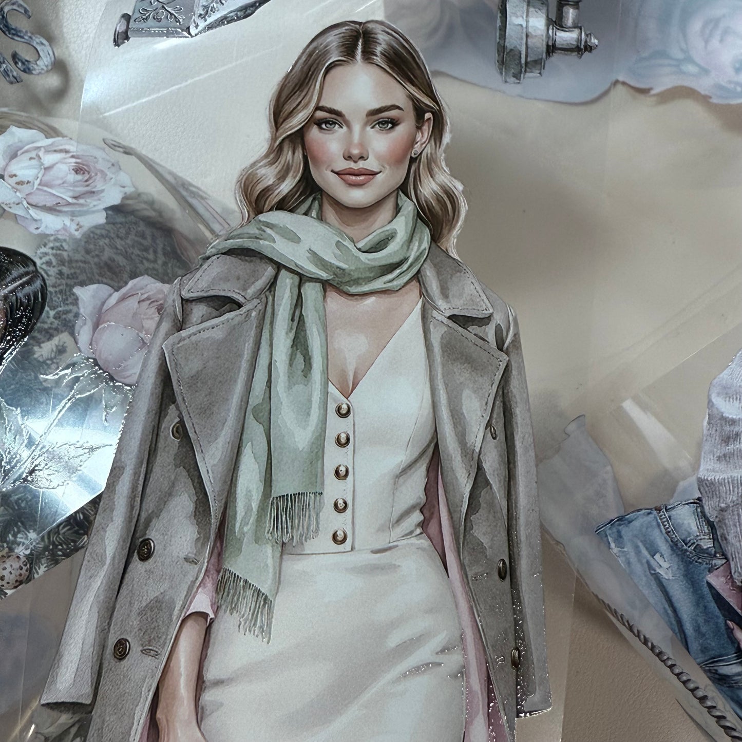 PET 3D raised Blush Noel Studio and Rustic Christmas tape,one roll fashion, junk journal, scrapbooking,bullet journal, card making.