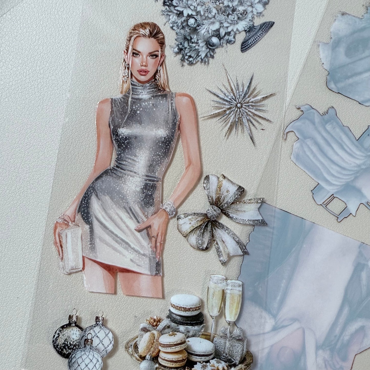 PET 3D raised Winter Adventure and Glam Christmas tape,one roll fashion, junk journal, scrapbooking,bullet journal, card making.