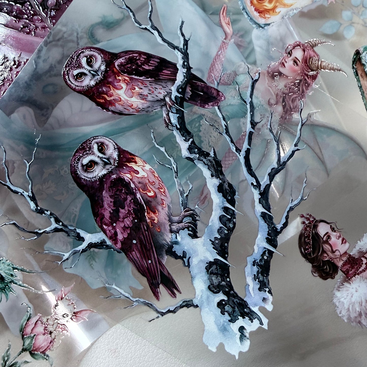Snowpetal Faerie Dragons and Garnet Winter Witch 3D PET Foil Washi Tape