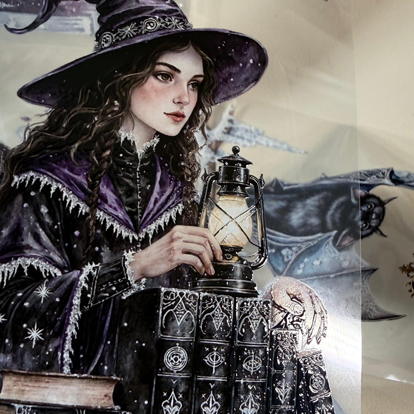 Moonlit Frost Witch and Lapis Lazuli Winter Witch PET 3D raised tape,one roll fashion, junk journal, scrapbooking,bullet journal, card making.