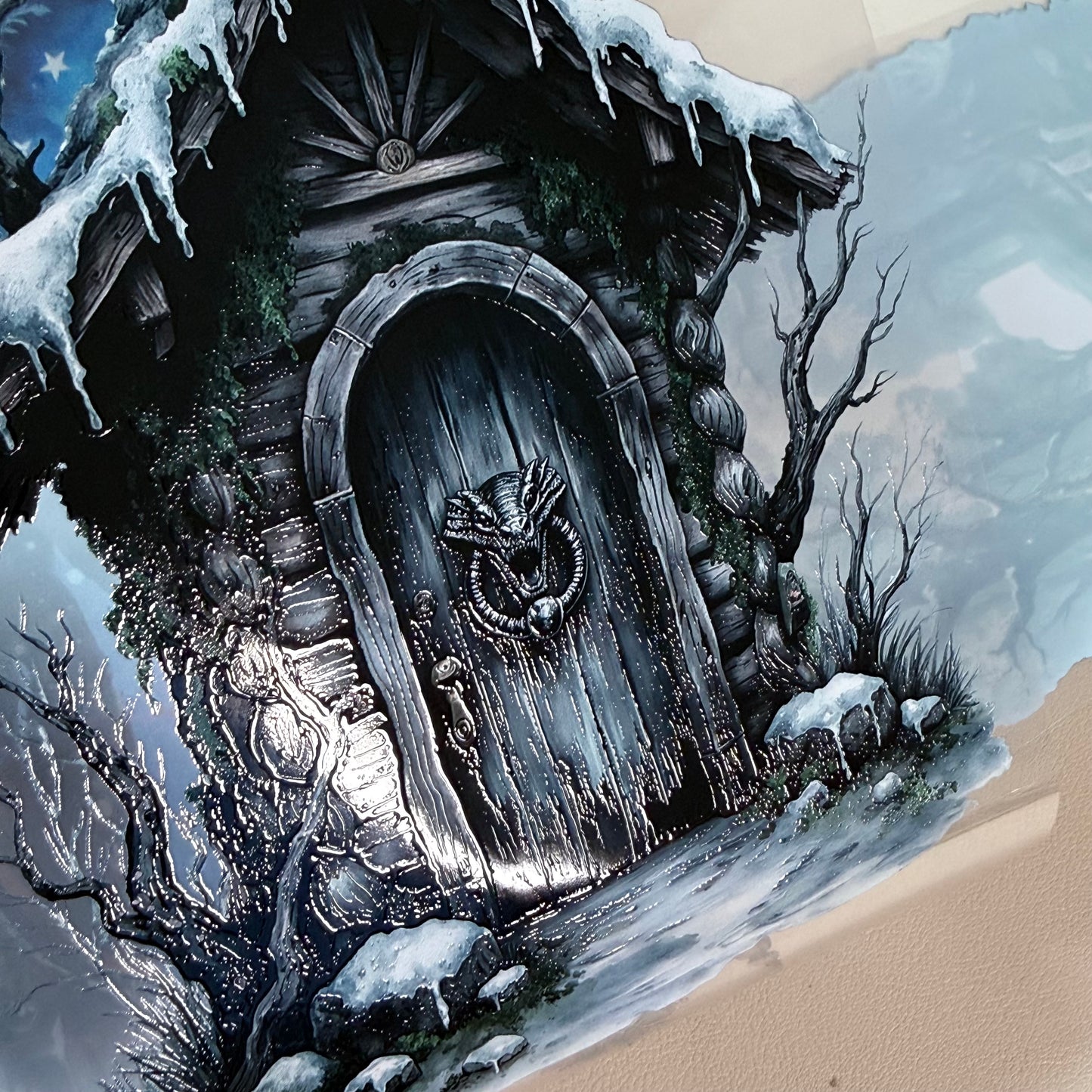 PET 3D raised Frosterd witch landscape 2 tape,one roll fashion, junk journal, scrapbooking,bullet journal, card making.