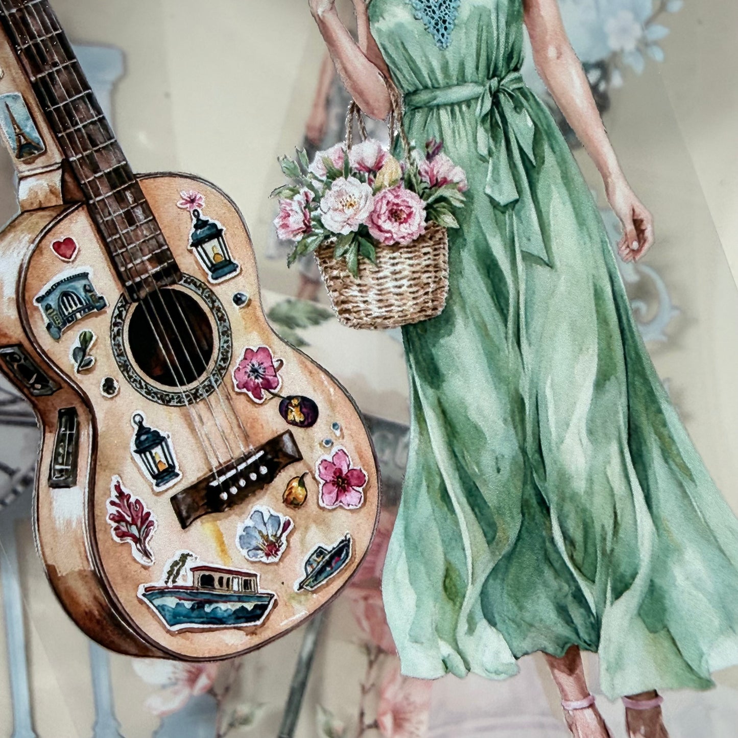 Paris in Bloom and Prague Spring Cobblestones PET 3D raised tape,one roll fashion, junk journal, scrapbooking,bullet journal, card making.