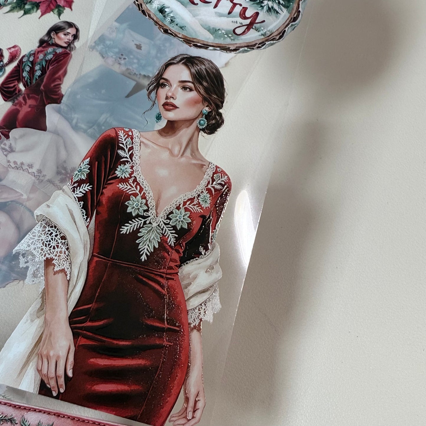 PET 3D raised Boho Christmas Classics and Cozy Christmas Glow tape,one roll fashion, junk journal, scrapbooking,bullet journal, card making.