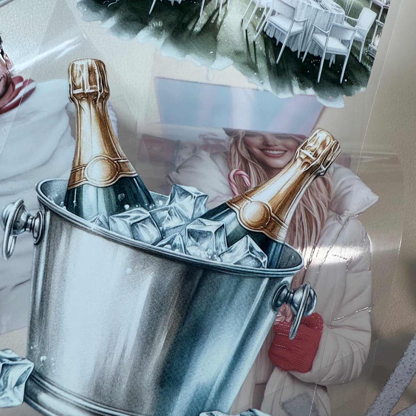 PET 3D raised Silver New Year and Candy Cane Lane tape,one roll fashion, junk journal, scrapbooking,bullet journal, card making.