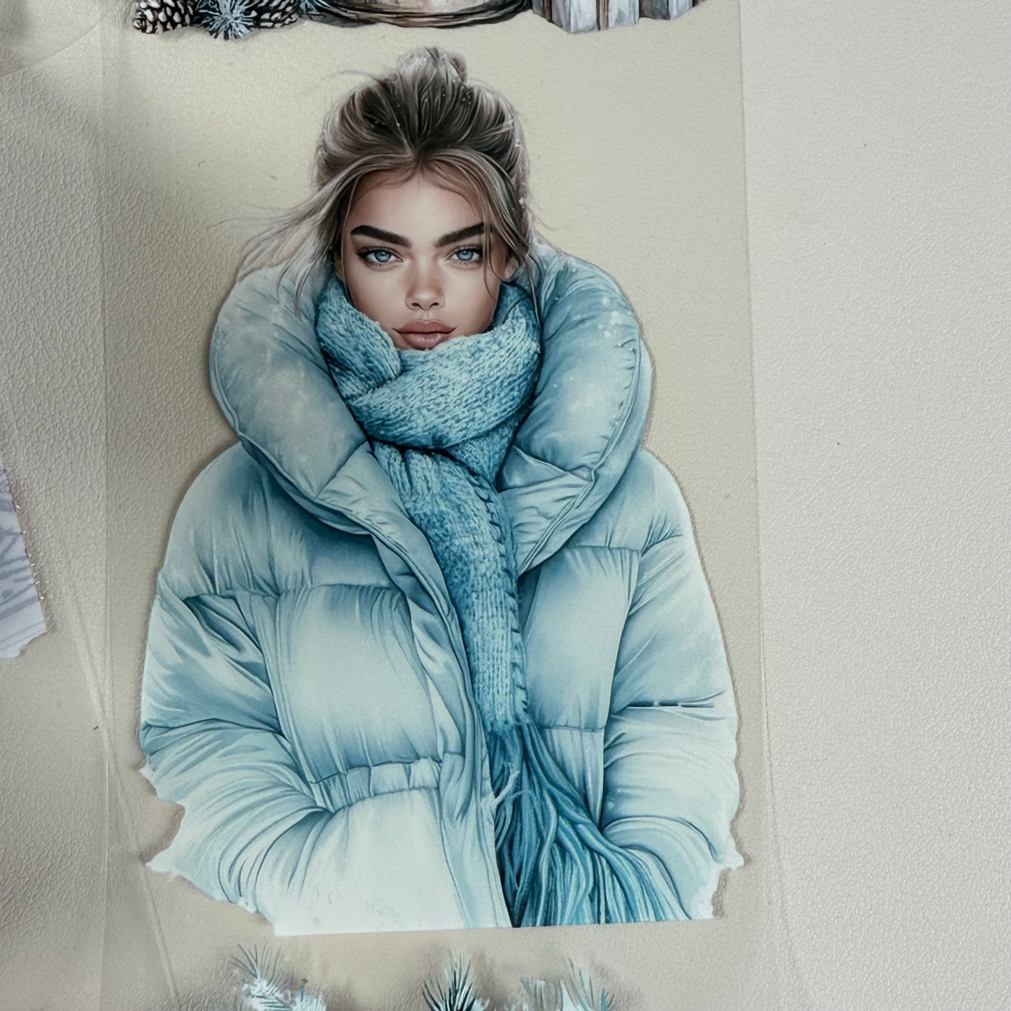 PET 3D raised Merry & Bright Christmas and Snowy Cabin tape,one roll fashion, junk journal, scrapbooking,bullet journal, card making.