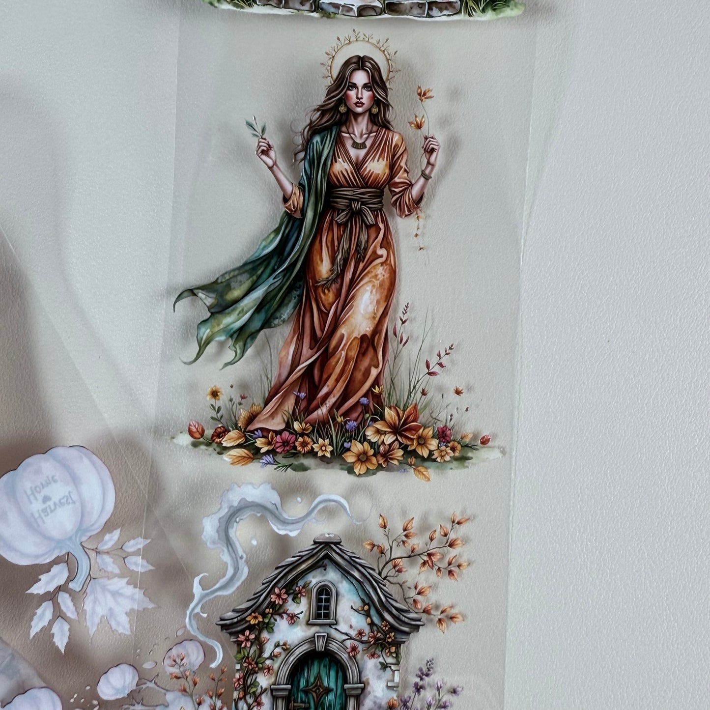 PET 3D raised Enchanted Druidic Grove and Autumn Soft Nostalgia tape,one roll fashion, junk journal, scrapbooking,bullet journal, card making.