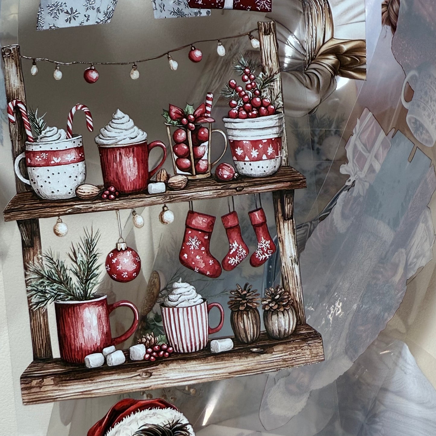 PET 3D raised Snowflake Wishes and Luxe White Christmas tape,one roll fashion, junk journal, scrapbooking,bullet journal, card making.