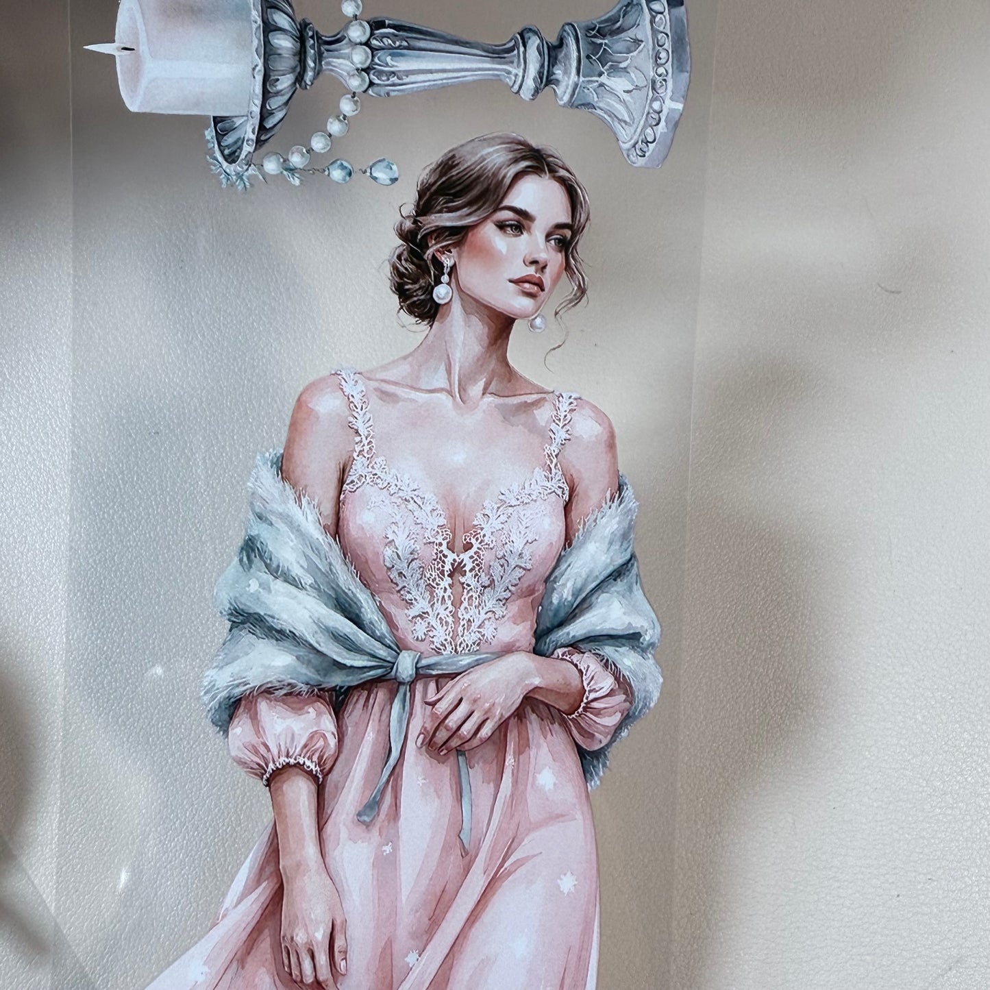 PET 3D raised Pastel Elegant Winter and  Winter Fantasy Village tape,one roll fashion, junk journal, scrapbooking,bullet journal, card making.