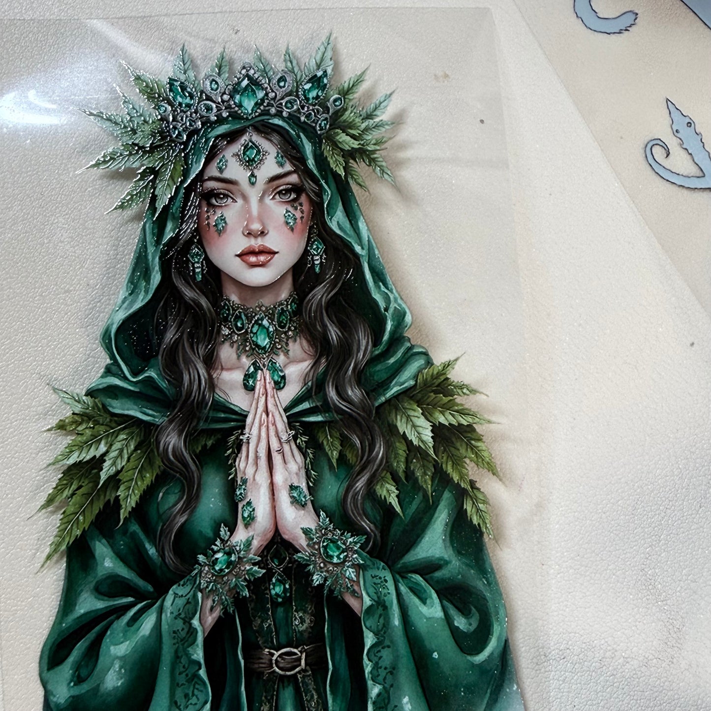 Emerald Winter Witch and Obsidian Winter Witch  PET 3D raised tape,one roll fashion, junk journal, scrapbooking,bullet journal, card making.