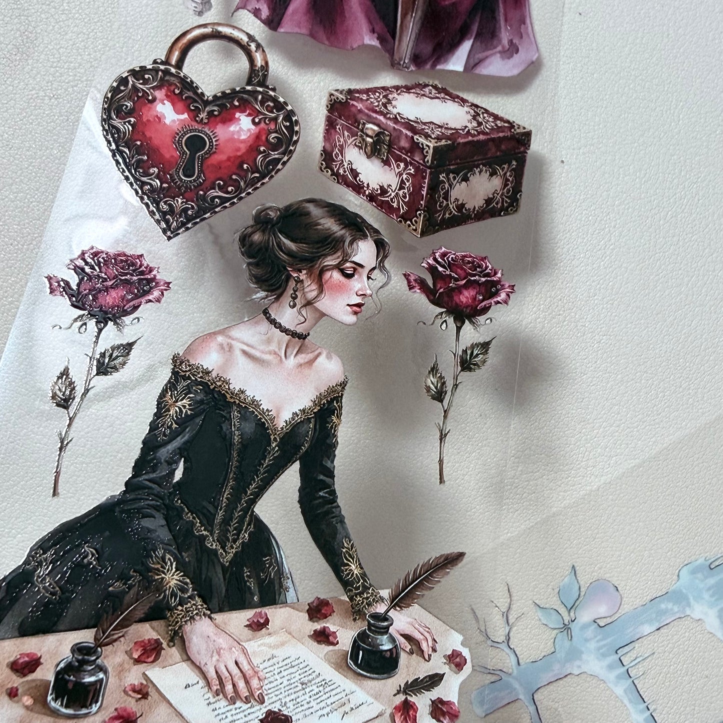 Elves of the Silent Orchard and  Dark Academia Valentine PET 3D raised tape,one roll fashion, junk journal, scrapbooking,bullet journal, card making.