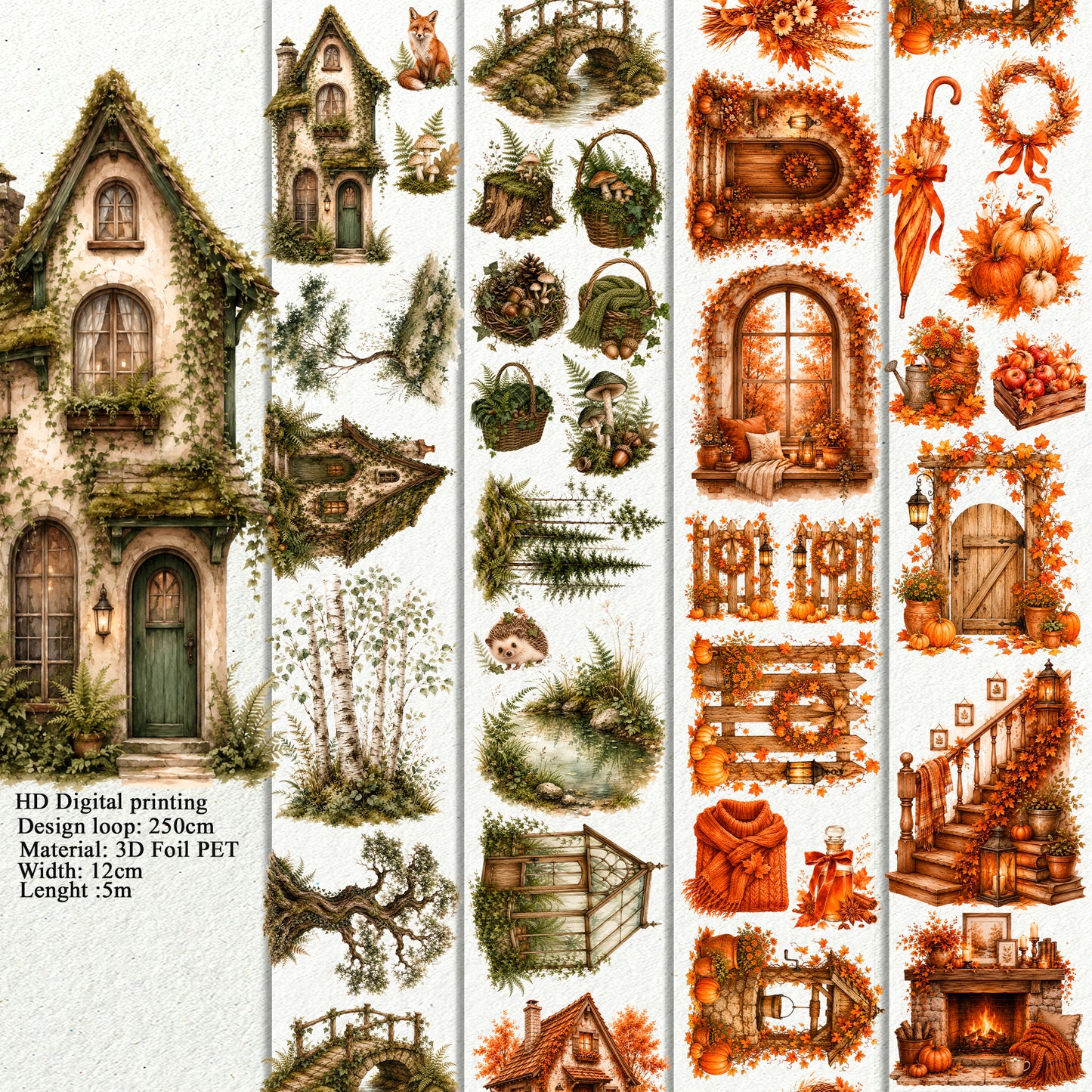 BUNDLE Forest PET 3D raised tape