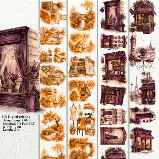 BUNDLE Gold and Plum Harvest PET 3D raised tape