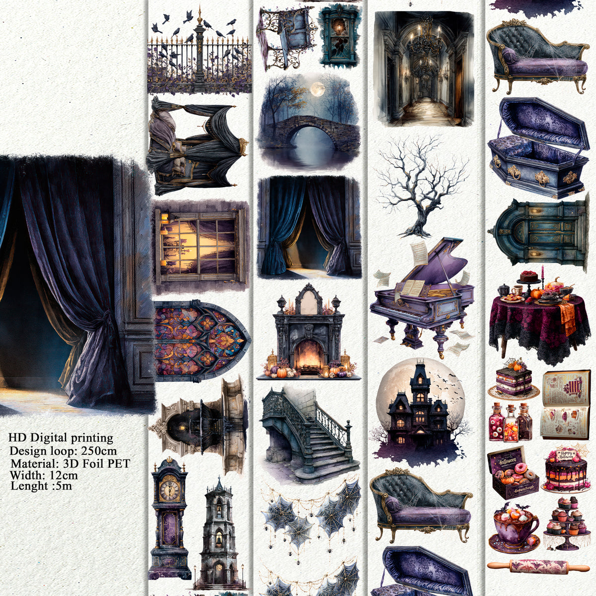 BUNDLE Haunted mansion PET 3D raised tape