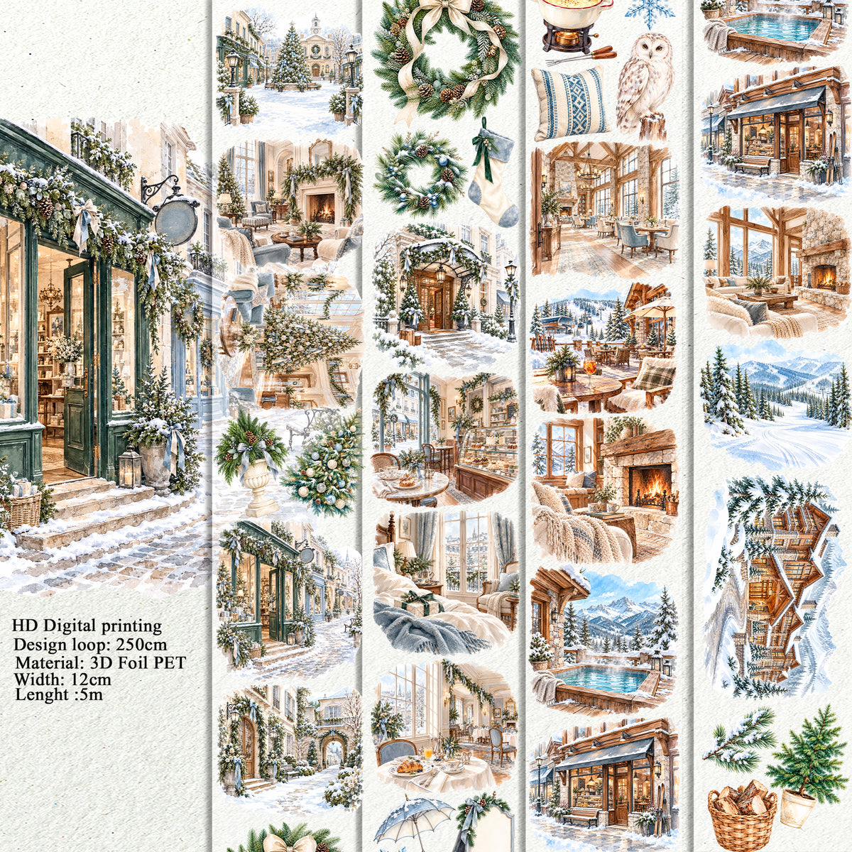 Magical Christmas and Winter at the Lodge Landscape PET 3D raised tape.