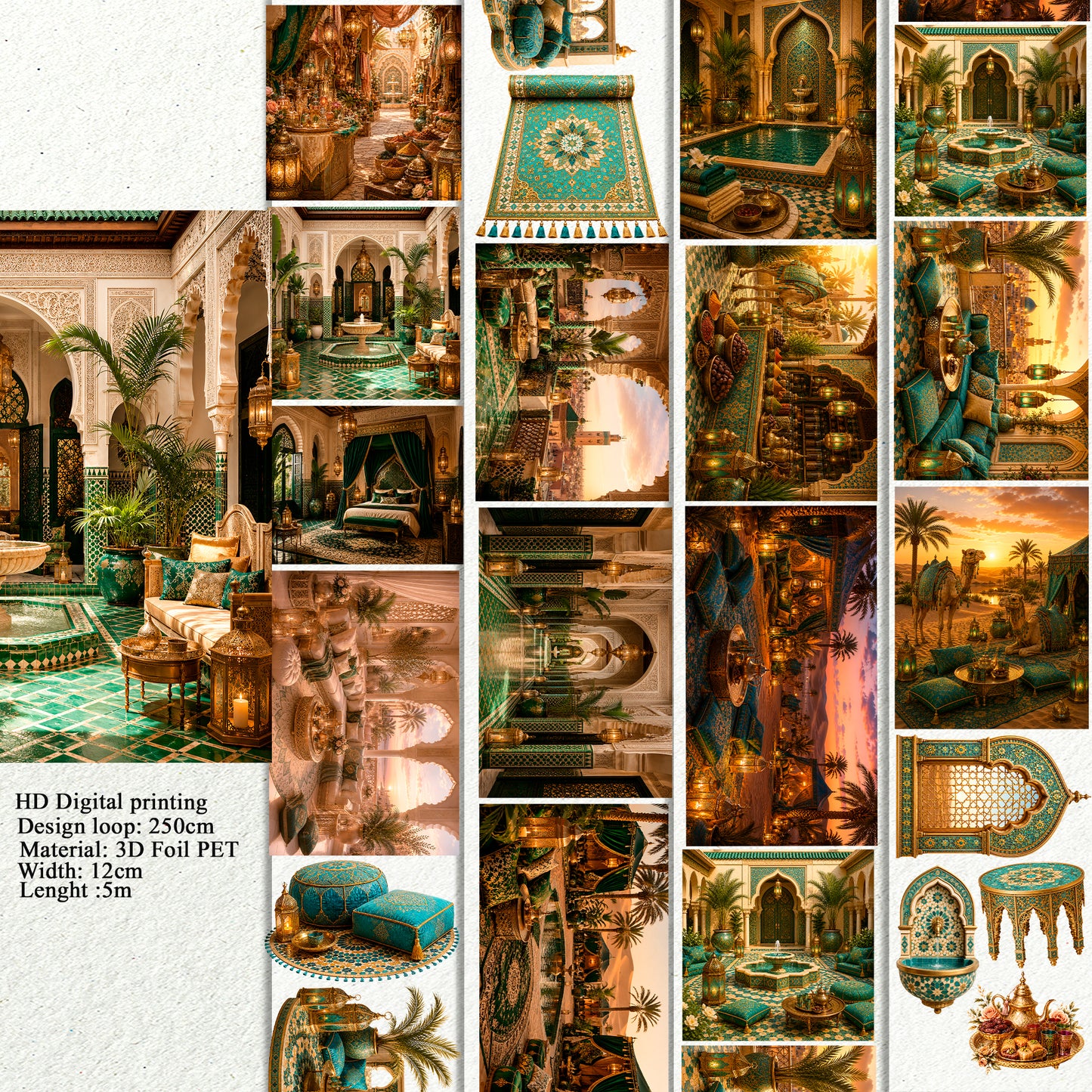 PET 3D raised Marokko emerald Landscape tape