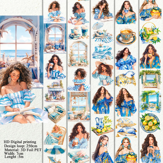 Miss Marine and Blue Amalfi Planner PET 3D raised tape