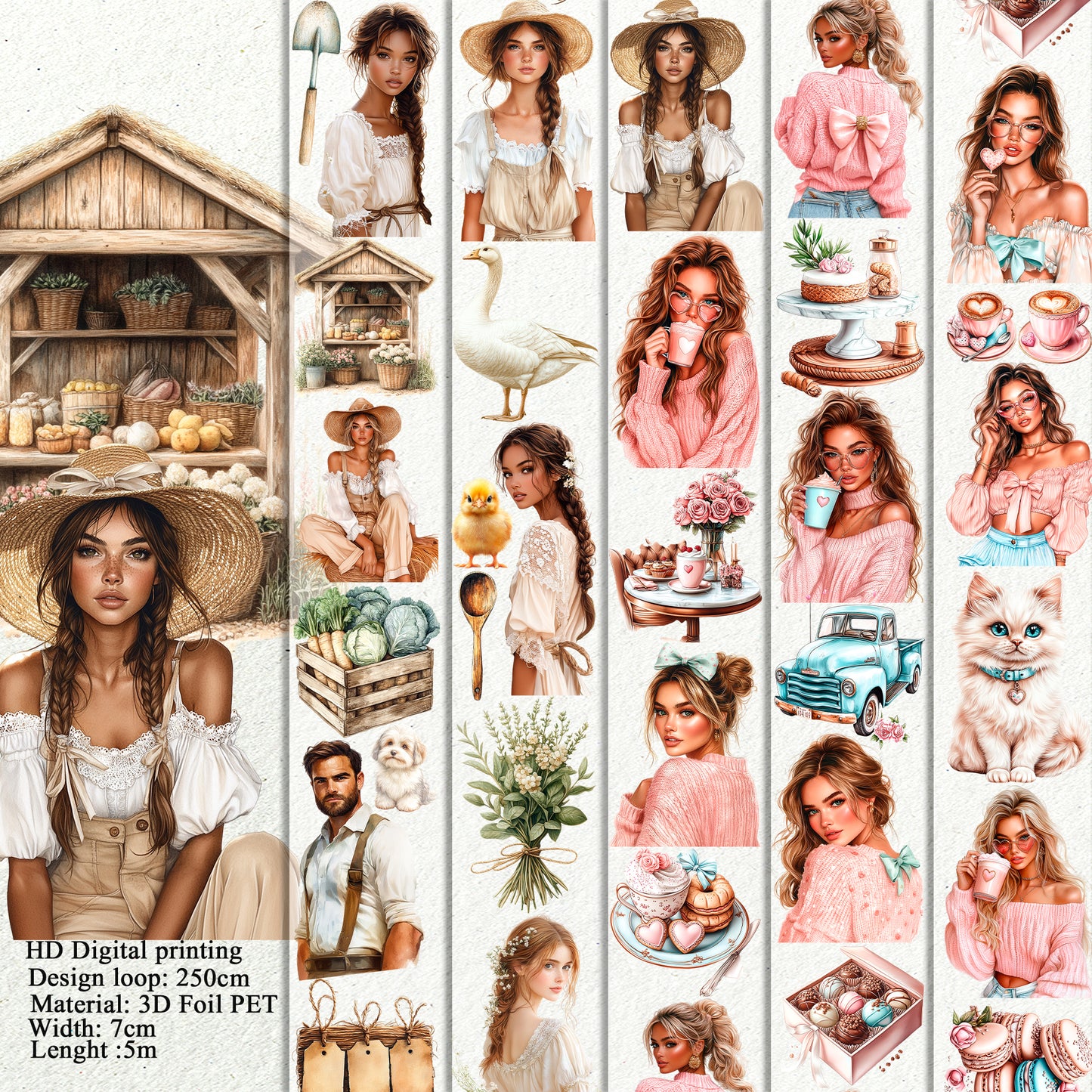 Rustic Meadow and Love you a Latte PET 3D raised tape