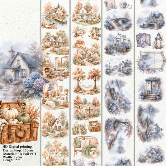 Soft and Rainy Harvest Landscape PET 3D raised tape.