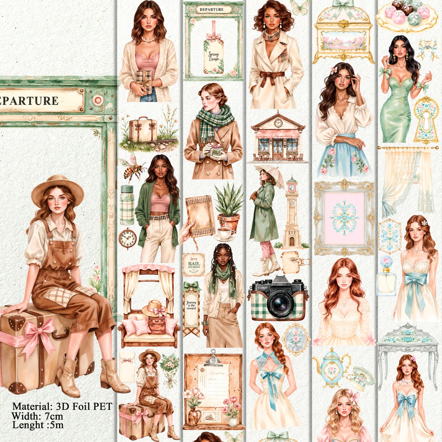 Spring Journey and Pastel Chateau Dreams PET 3D raised tape