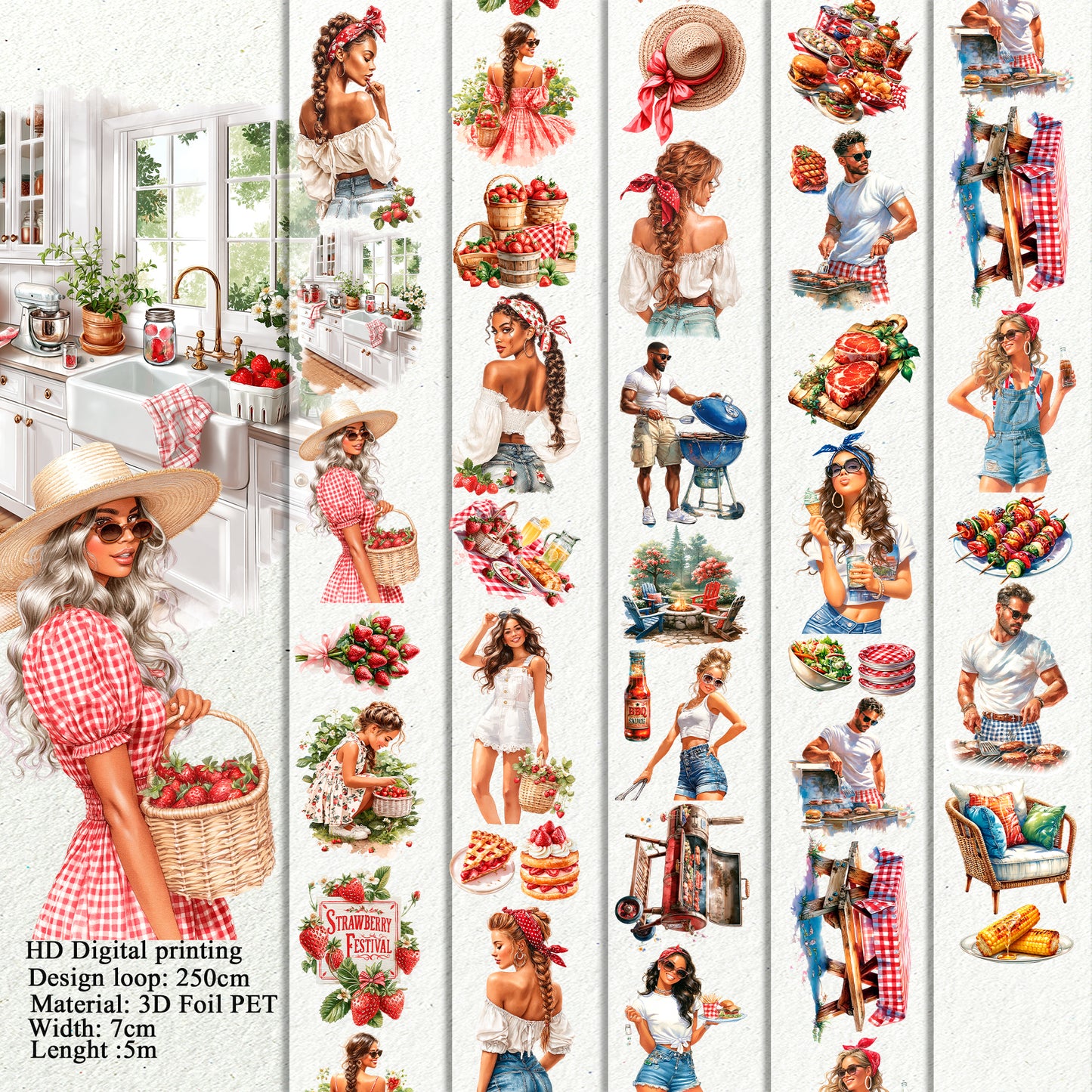 BUNDLE Strawberry  PET 3D raised tape