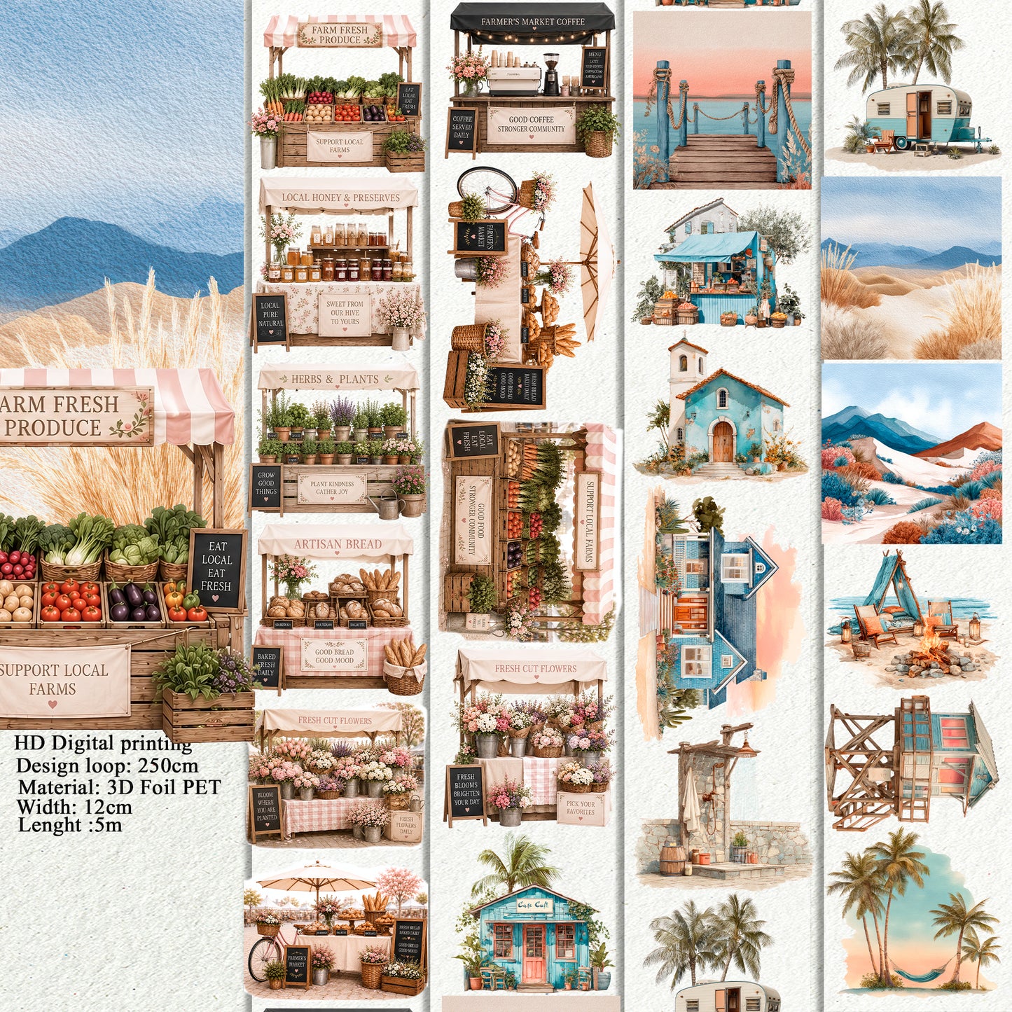 PET 3D raised Summer 3 Landscape tape