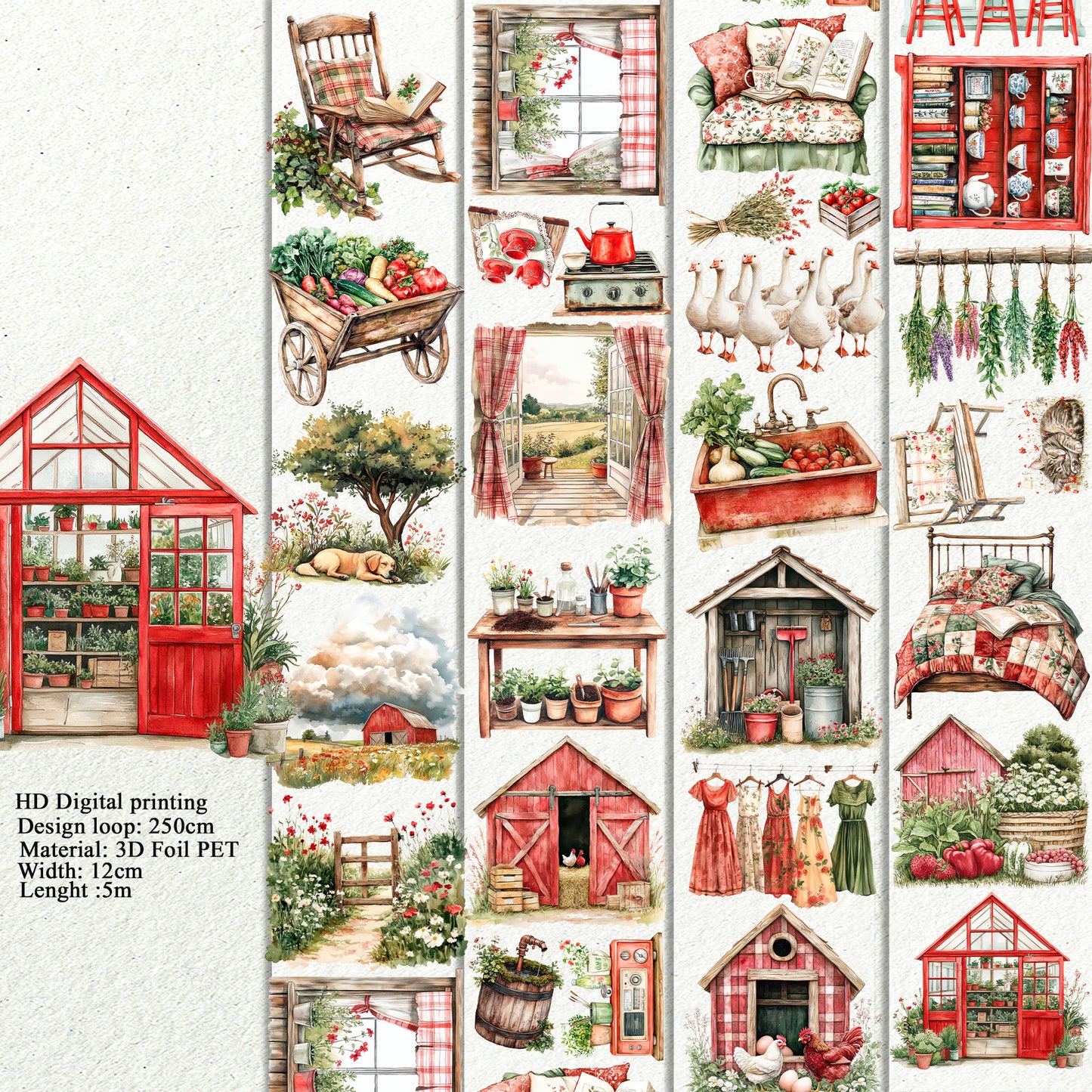 BUNDLE Summer farm PET 3D raised tape
