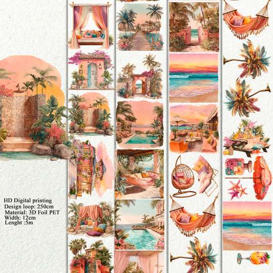 BUNDLE Sunset Beach Club PET 3D raised tape