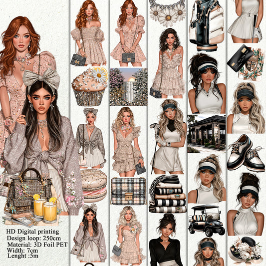 Tweed and tulips and Luxury country club PET 3D raised tape